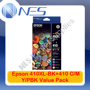 Epson Genuine #410XL-BK+410C+410M+410Y+410PBK Ink Set for Expression Premium XP-530/XP-630 [PN:T339792]